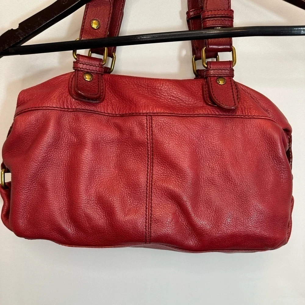 Elliott Lucca Womens Leather Hobo Handbag Shoulder Bag Weave Pockets Burgundy